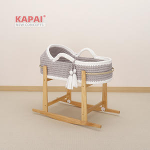 Cesta Mecedora de Madera de Color Natural con Soporte, Base Mecedora de Madera Maciza con Anillo Metálico Curvo <span class=keywords><strong>para</strong></span> Bebés Recién <span class=keywords><strong>Nacidos</strong></span> - Product Image 4