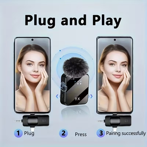 Microphone cravate sans fil avec son clair, design portable pour <span class=keywords><strong>YouTube</strong></span>/TikTok/Vlogging, prend en charge les connecteurs Type-C, IOS, 3,5 mm - Product Image 2