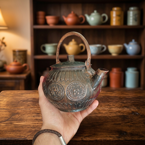 Théière vintage en laiton avec couvercle et poignée, motif décoratif, pots à eau, bouilloires - Product Image 6