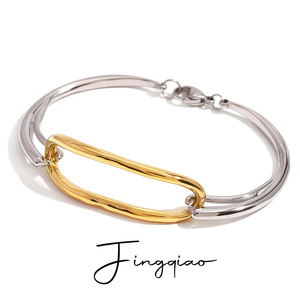 กำไลข้อมือ Yueli ลายเรขาคณิตสีสันสดใส ทำจากสแตนเลสสตีล 18k เหมาะสำหรับทั้งชายและหญิง ใช้เป็นของขวัญได้ - Product Image 1