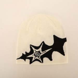 Gorro de Invierno de Punto Acrílico Unisex de Alta Calidad Personalizado al por Mayor, Etiqueta Tejida Teñida, Gorro de Esquí Blanco - Product Image 3