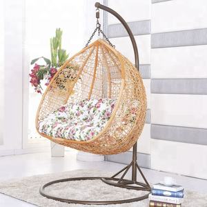 Fauteuil suspendu en rotin tressé <span class=keywords><strong>pour</strong></span> balcon, cour, extérieur, intérieur, jardin, patio, avec support en métal, <span class=keywords><strong>pour</strong></span> deux personnes - Product Image 5