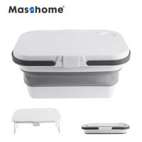 Seau à aliments à fond plat de grande capacité, scellé, gris, avec couvercle, 20 litres, en plastique, pliable