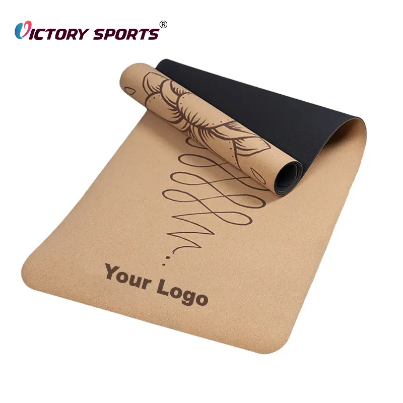 Eco Friendly spessore 3-10mm antiscivolo Logo stampato personalizzato Tpe sughero Pilates Yoga Mat