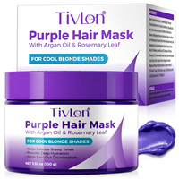 Masque capillaire violet TIVLON pour cheveux blonds avec huile d'argan et kératine, traitement revitalisant anti-jaunissement, sans sulfate