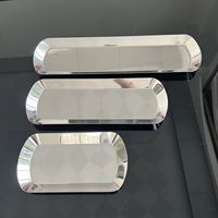Plateaux miroir robustes en acier inoxydable, assiettes à collation, plateaux de service pour fruits et aliments, plateaux longs pour desserts, collations et sushis, et plateaux à bijoux