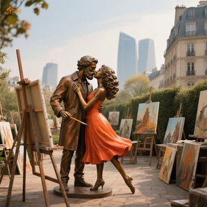 Personalizada romántica decoración de jardín moderno grande de bronce fundición besos hombres y mujeres escultura tamaño real besos pareja estatua de bronce - Product Image 2