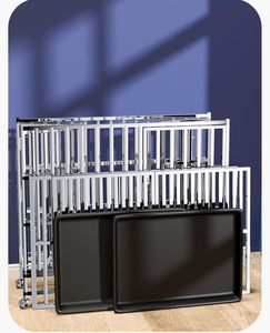 Büyük açık ağır paslanmaz çelik köpek kafesi kulübesi Premium evcil hayvan kafesi katı desen köpek sandık ile - Product Image 5