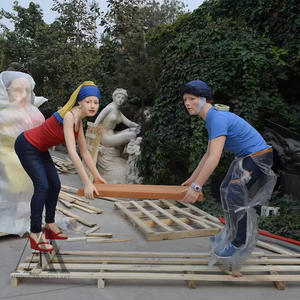 تمثال فتاة بحجم طبيعي مع أذن لؤلؤية، تمثال فانتازيا على شكل كينتور، فن من الألياف الزجاجية، تمثال فتاة بتصميم فني عصري مع لؤلؤ - Product Image 6