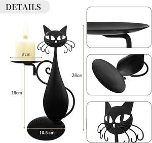 Black Metal <strong>Cat</strong> <strong>Candle</strong> <strong>Holder</strong> for Pillar <strong>Candles</strong> Cartoon <strong>Cat</strong> Candlestick <strong>Holder</strong> Rustic Rural Tealight <strong>Holder</strong> for Home Decor - Product Image 2