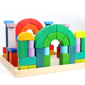 निर्माण खिलौने प्रारंभिक शिक्षा किंडरगार्टन मोंटेसरी बिल्डिंग ब्लॉक पहेली लकड़ी के इंद्रधनुष पहेली ब्लॉक लड़कों लड़कियों के लिए