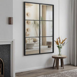 Miroir mural de luxe sur mesure, grand format, avec cadre en fer noir, design contemporain, à suspendre, en verre fait main, New <span class=keywords><strong>Hope</strong></span> - Product Image 6