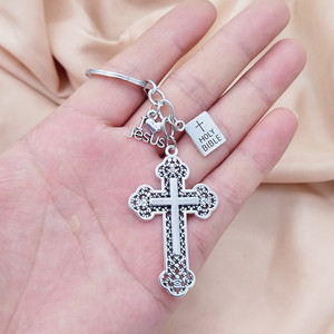 Llavero de <span class=keywords><strong>la</strong></span> Biblia Sagrada con Cruz, Anillo de Jesús, Metal Vintage, Accesorio Cristiano, Creencias Religiosas, Hecho a Mano, DIY - Product Image 5