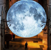 Ballon publicitaire LED géant gonflable en PVC Lune 9 planètes avec ventilateur intégré, résistant aux intempéries, idéal pour les fêtes - Grande Vente