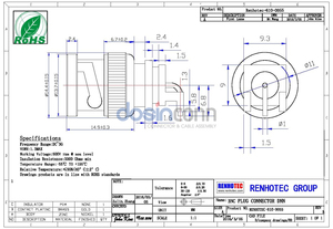 Adaptateur coaxial mâle <span class=keywords><strong>BNC</strong></span> à angle droit HD à montage traversant pour PCB - Product Image 2
