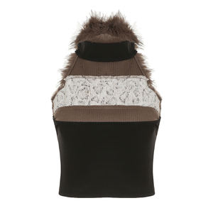 Haut en maille sans manches respirant de style ethnique pour l'automne avec impression numérique et col roulé - Product Image 6