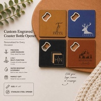 Décapsuleur carré en similicuir gravable au laser, avec logo personnalisé, en cuir PU et métal, vierge