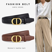 Ceinture en cuir véritable noire pour femme avec boucle rose, accessoire élégant de design tendance