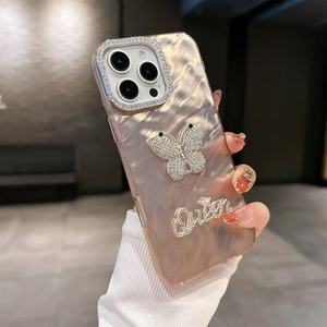 25005 bướm thư PC trường hợp khó khăn cho Apple 12 13 Promax điện thoại kim cương Ống kính bảo vệ khung Tương thích iPhone 11 12 13 - Product Image 3