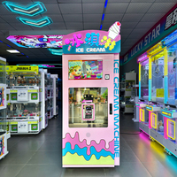Distributeur automatique de crème glacée 220V multi-prises pour supermarchés et parcs d'attractions, garantie 1 an, logo personnalisé, système de paiement
