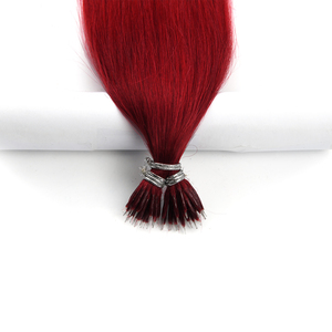Extensiones de Cabello Nano Ring de Color Rojo, Cabello Humano Virgen Remy 100%, Punta Nano, Natural, Liso, con Microperlas en las Puntas Gruesas - Product Image 2