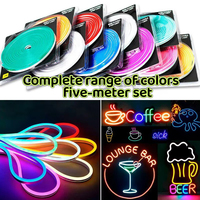 Bande LED Multicolore/Violette 5 Mètres, Flexible en Silicone, Néon, Protection IP65, Découpable, DIY, Garantie 2 Ans, CRI, pour Aménagement Paysager 12V