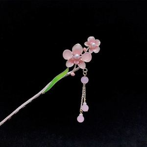 Horquillas de metal con borlas de flores de esmalte de perlas chinas, pasadores de pelo vintage para novias, accesorios para el cabello, horquillas largas con borlas de mariposa - Product Image 6