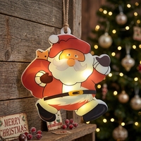 Lampe suspendue rustique LED Père Noël à piles, style vintage, pour décoration de fenêtre de Noël