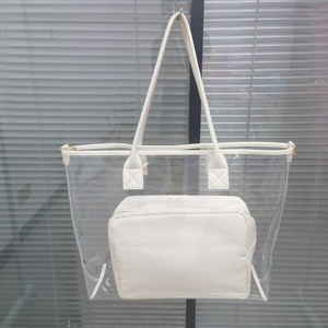 Women's Transparent PVC Large Capacity Waterproof Portable Open Closure Shopping Tote Handbag Embroidery Fashion Custom Summer - Product Image 5