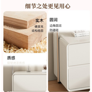 Mesita de Noche de Madera Lacada en Color Crema con Perchero Integrado, Mueble de Almacenamiento Moderno y Minimalista para Dormitorio, Uso Adulto - Product Image 3