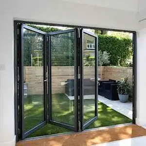 Äußere aluminiumrahmen hohe isolierung gehärtetes glas außenbereich faltbare patio-tür
