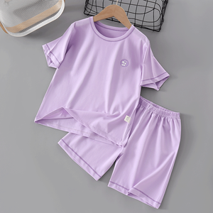 Pigiami per Bambini in Tinta Unita, Vendita all'Ingrosso e Personalizzabili, Set Estivi a Maniche Corte per Ragazzi e Ragazze - Product Image 1