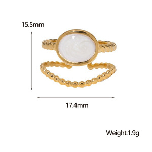 Cross-border Fashion White Dripping Simple Diamond Opening <strong>Ring</strong> Is Not Fading Geometric Metal Texture Index <strong>Finger</strong> <strong>Ring</strong> Female - Product Image 2