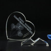 Trofeo y Placa de Premio en Blanco con Corazón de Cristal de 100 mm, Impresión UV, Tallado, Tendencia de Moda para Grabado, Regalos Conmemorativos