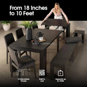 Mesa Transformable <span class=keywords><strong>2023</strong></span>, <span class=keywords><strong>Nuevo</strong></span> Diseño, 300 cm <span class=keywords><strong>de</strong></span> Longitud, Mesa <span class=keywords><strong>de</strong></span> Cocina y Comedor con Base Acanalada, Extensible, Juego <span class=keywords><strong>de</strong></span> Mesa y Bancos para Cocina - Product Image 2