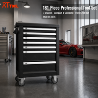 Armoire à outils à roulettes en acier RTTOOL, 7 tiroirs avec jeu de clés à douilles, chariot mobile pour garage automobile