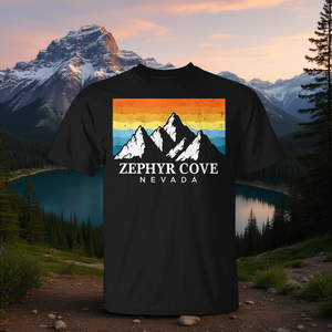 Zephyr Cove Nevada Mountain Print T-Shirt Vintage Hiking Souvenir - Product Image 3