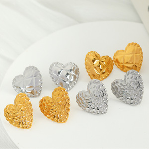Heart Shape <b>Stud</b> Earrings 18K Gold Plated <b>Titanium</b> Steel Women's Party Jewelry Fashion Earrings - Product Image 2