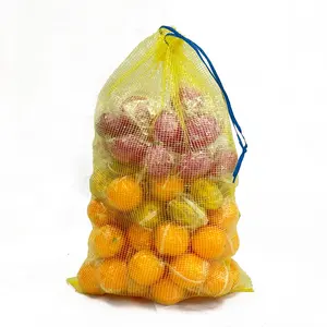 50x80 Cm PP Fresh Fruit Onion Sacks Packing Leno Mesh Bag with Drawstring