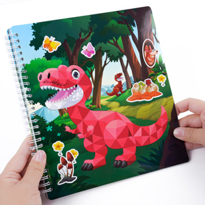 Pegatinas reutilizables de diseño personalizado, pegatinas de libros de pintura, juegos mentales, pegatinas por número: <span class=keywords><strong>dinosaurios</strong></span>, juguetes de viaje para niños - Product Image 4