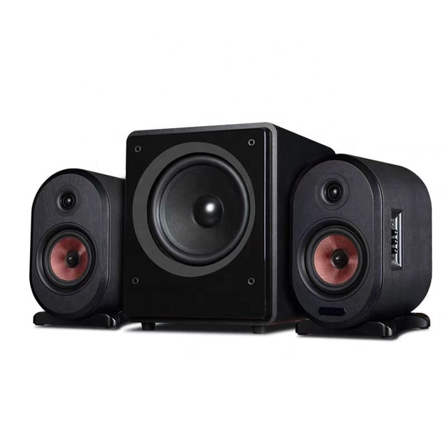High Quality 2.1 Wooden Bookshelf Speakers Powerful Blue-tooth Active Bookshelf Sound System