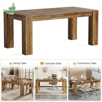 Table de salle à manger rectangulaire en bois de 63 pouces, table de cuisine en bois de style farmhouse pour la maison, le restaurant, le bureau, les dîners