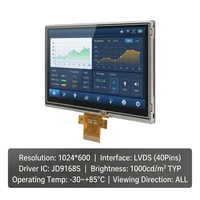Pantalla LCD TFT IPS TMK TG062WS002A0 de 6.2 Pulgadas, 1024x600, 40 Pines LVDS JD9168S, 1000Nits, -30~85, 60Hz, Retroiluminación LED Integrada