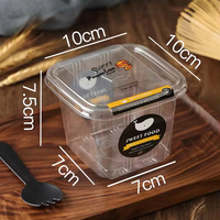 Boîtes en plastique PET transparentes personnalisées en gros, gobelets à dessert carrés jetables transparents