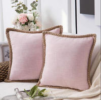 Housses de coussin de ferme-Toile de jute bordée de bords taillés sur mesure housses de coussin décoratives pour la décoration de la maison de lit