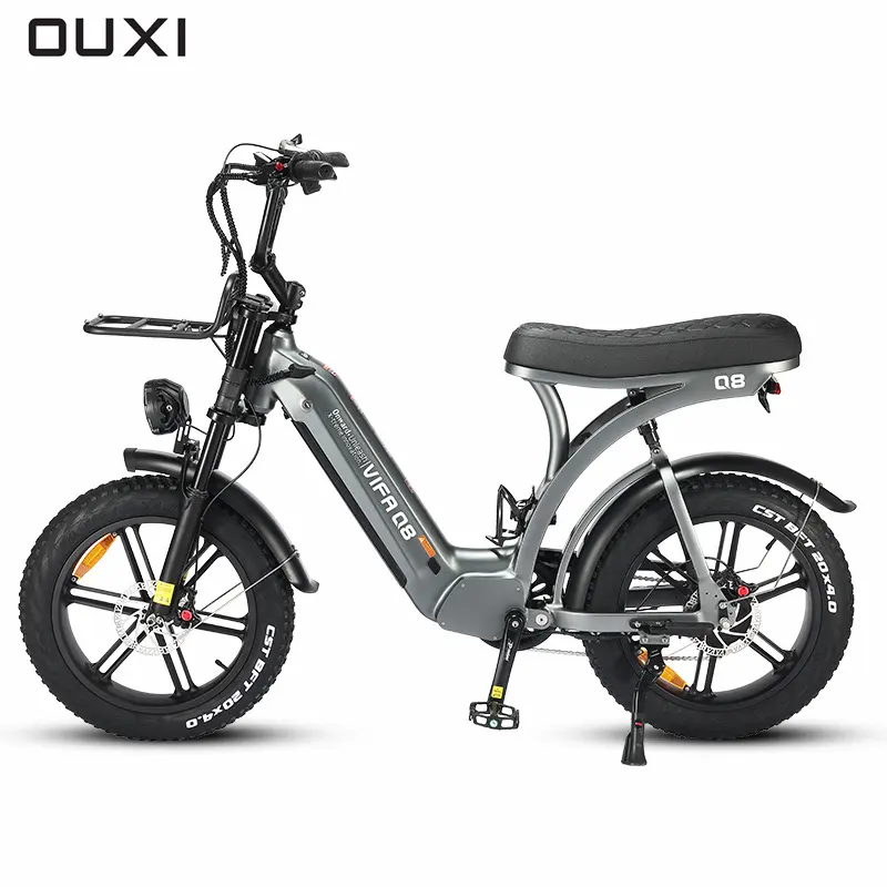 OUXI Q8 sepeda elektrik 250W/750W/1000W Fatbike dengan Hub Motor belakang 48V 15Ah jangkauan 70KM dan Paddle membantu untuk penggunaan kota & Berkemah