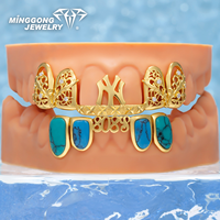 Bijoux fins personnalisables plaqués or 10K/14K/18K 925, style Hip-Hop, Bar Grillz, Moissanite VVS, Turquoise, style Hip-Hop tendance
