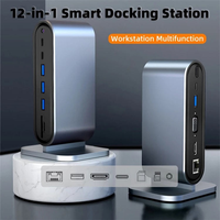 Hub USB-C 12 en 1, station d'accueil, 4K30Hz, SD TF USB 3.0, USB-C VGA, PD 100W, RJ45, audio 3,5 mm, hubs informatiques