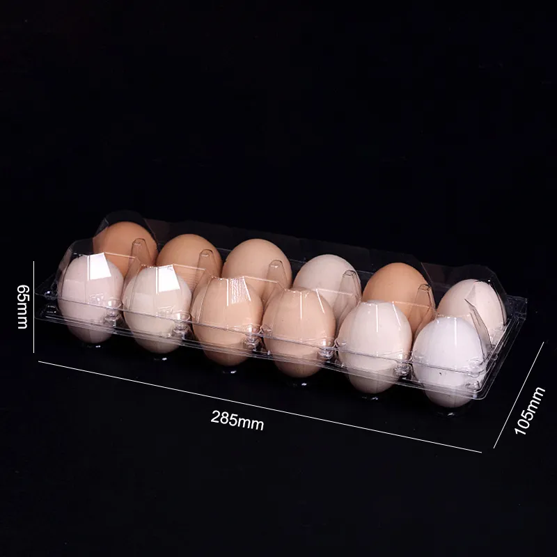 Bandeja desechable para huevos, bandeja de plástico transparente con 12 huecos, a granel