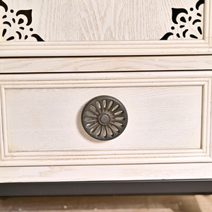 INNOVA Home Kitchen <b>Sideboard</b> Living Room White Wooden Carved Storage Drawer Cabinet with 2 Doors Accent Modern <b>Metal</b> Handles - Product Image 6